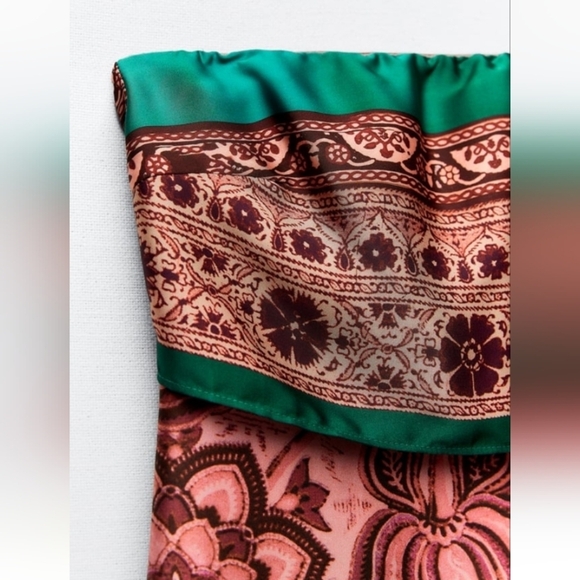 Zara Printed Strapless Midi Dress - Picture 6 of 16